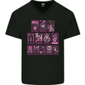 Tarot Cards Fortune Teller Skulls Mens V-Neck Cotton T-Shirt Black