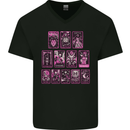 Tarot Cards Fortune Teller Skulls Mens V-Neck Cotton T-Shirt Black