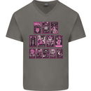 Tarot Cards Fortune Teller Skulls Mens V-Neck Cotton T-Shirt Charcoal