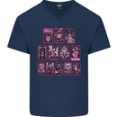 Tarot Cards Fortune Teller Skulls Mens V-Neck Cotton T-Shirt Navy Blue