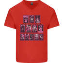 Tarot Cards Fortune Teller Skulls Mens V-Neck Cotton T-Shirt Red