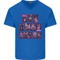 Tarot Cards Fortune Teller Skulls Mens V-Neck Cotton T-Shirt Royal Blue
