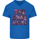 Tarot Cards Fortune Teller Skulls Mens V-Neck Cotton T-Shirt Royal Blue