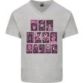 Tarot Cards Fortune Teller Skulls Mens V-Neck Cotton T-Shirt Sports Grey