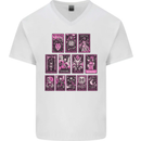 Tarot Cards Fortune Teller Skulls Mens V-Neck Cotton T-Shirt White