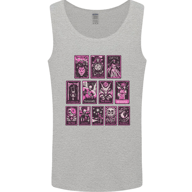 Tarot Cards Fortune Teller Skulls Mens Vest Tank Top Sports Grey
