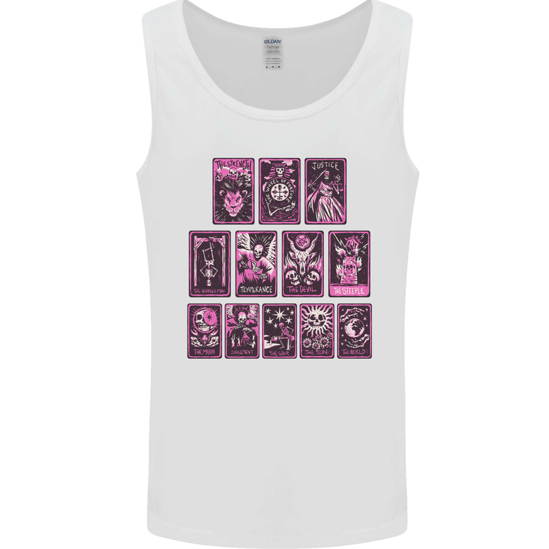 Tarot Cards Fortune Teller Skulls Mens Vest Tank Top White