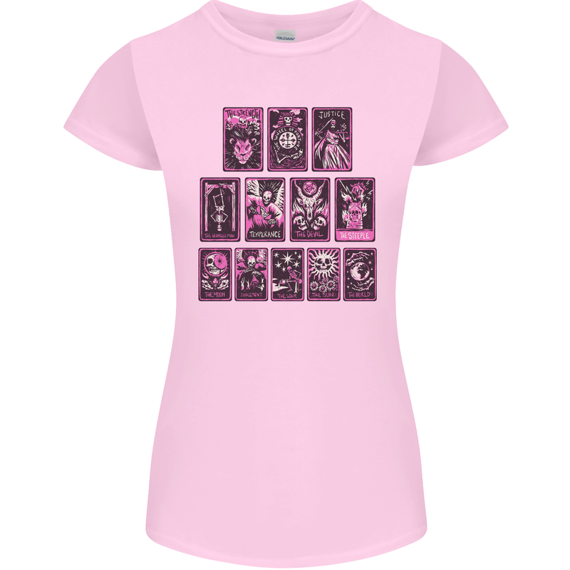 Tarot Cards Fortune Teller Skulls Womens Petite Cut T-Shirt Light Pink