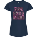 Tarot Cards Fortune Teller Skulls Womens Petite Cut T-Shirt Navy Blue