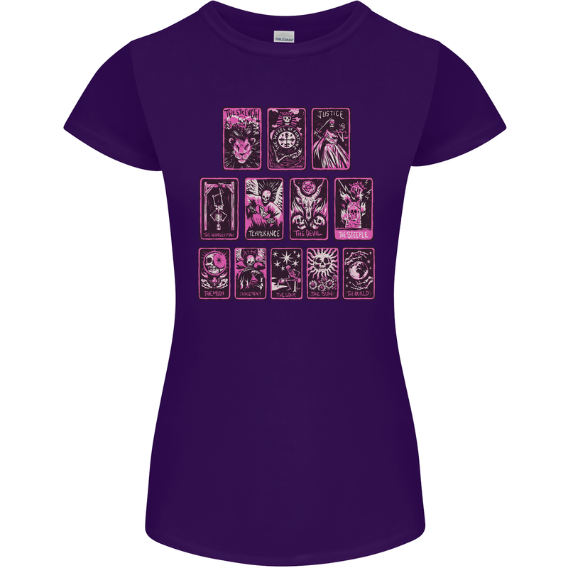 Tarot Cards Fortune Teller Skulls Womens Petite Cut T-Shirt Purple