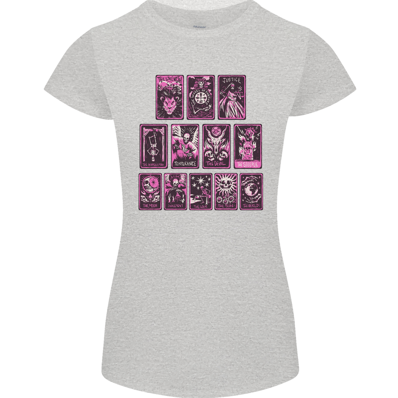 Tarot Cards Fortune Teller Skulls Womens Petite Cut T-Shirt Sports Grey
