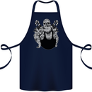 Tattoo Santa Funny Christmas Biker Motorbike Cotton Apron 100% Organic Navy Blue