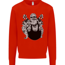 Tattoo Santa Funny Christmas Biker Motorbike Kids Sweatshirt Jumper Bright Red
