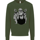 Tattoo Santa Funny Christmas Biker Motorbike Kids Sweatshirt Jumper Forest Green