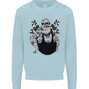 Tattoo Santa Funny Christmas Biker Motorbike Kids Sweatshirt Jumper Light Blue
