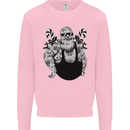 Tattoo Santa Funny Christmas Biker Motorbike Kids Sweatshirt Jumper Light Pink