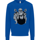 Tattoo Santa Funny Christmas Biker Motorbike Kids Sweatshirt Jumper Royal Blue