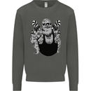 Tattoo Santa Funny Christmas Biker Motorbike Kids Sweatshirt Jumper Storm Grey