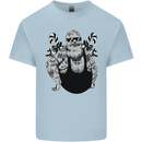 Tattoo Santa Funny Christmas Biker Motorbike Kids T-Shirt Childrens Light Blue