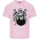 Tattoo Santa Funny Christmas Biker Motorbike Kids T-Shirt Childrens Light Pink