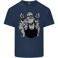 Tattoo Santa Funny Christmas Biker Motorbike Kids T-Shirt Childrens Navy Blue