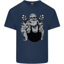 Tattoo Santa Funny Christmas Biker Motorbike Kids T-Shirt Childrens Navy Blue