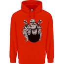 Tattoo Santa Funny Christmas Biker Motorbike Mens 80% Cotton Hoodie Bright Red