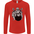 Tattoo Santa Funny Christmas Biker Motorbike Mens Long Sleeve T-Shirt Red