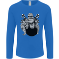 Tattoo Santa Funny Christmas Biker Motorbike Mens Long Sleeve T-Shirt Royal Blue