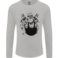 Tattoo Santa Funny Christmas Biker Motorbike Mens Long Sleeve T-Shirt Sports Grey