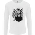 Tattoo Santa Funny Christmas Biker Motorbike Mens Long Sleeve T-Shirt White