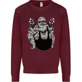 Tattoo Santa Funny Christmas Biker Motorbike Mens Sweatshirt Jumper Maroon