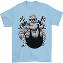 Tattoo Santa Funny Christmas Biker Motorbike Mens T-Shirt 100% Cotton Light Blue