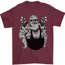 Tattoo Santa Funny Christmas Biker Motorbike Mens T-Shirt 100% Cotton Maroon