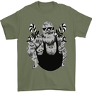 Tattoo Santa Funny Christmas Biker Motorbike Mens T-Shirt 100% Cotton Military Green