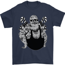 Tattoo Santa Funny Christmas Biker Motorbike Mens T-Shirt 100% Cotton Navy Blue