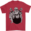 Tattoo Santa Funny Christmas Biker Motorbike Mens T-Shirt 100% Cotton Red