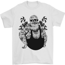 Tattoo Santa Funny Christmas Biker Motorbike Mens T-Shirt 100% Cotton White