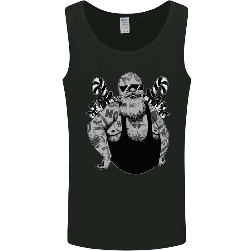 Tattoo Santa Funny Christmas Biker Motorbike Mens Vest Tank Top Black