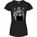 Tattoo Santa Funny Christmas Biker Motorbike Womens Petite Cut T-Shirt Black