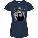 Tattoo Santa Funny Christmas Biker Motorbike Womens Petite Cut T-Shirt Navy Blue