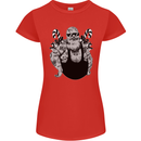 Tattoo Santa Funny Christmas Biker Motorbike Womens Petite Cut T-Shirt Red