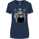 Tattoo Santa Funny Christmas Biker Motorbike Womens Wider Cut T-Shirt Navy Blue