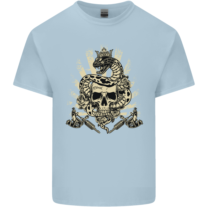Tattoo Skull Snake Tattooist Biker Gothic Kids T-Shirt Childrens Light Blue