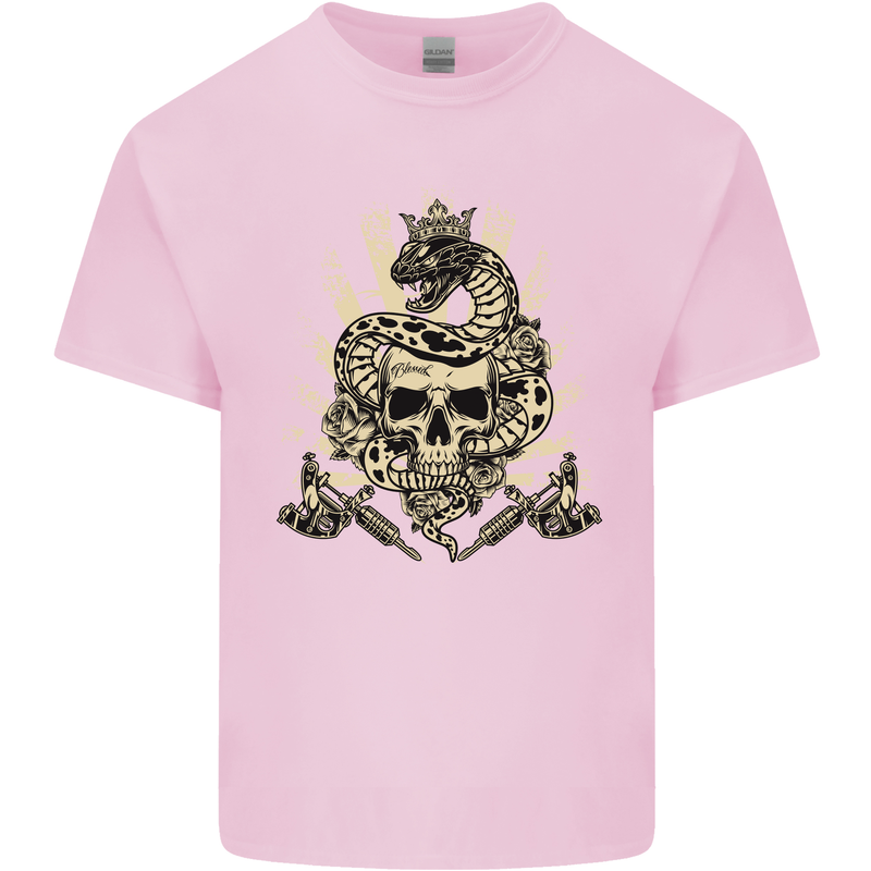 Tattoo Skull Snake Tattooist Biker Gothic Kids T-Shirt Childrens Light Pink