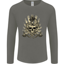 Tattoo Skull Snake Tattooist Biker Gothic Mens Long Sleeve T-Shirt Charcoal