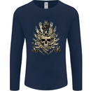 Tattoo Skull Snake Tattooist Biker Gothic Mens Long Sleeve T-Shirt Navy Blue
