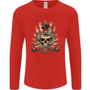 Tattoo Skull Snake Tattooist Biker Gothic Mens Long Sleeve T-Shirt Red