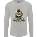 Tattoo Skull Snake Tattooist Biker Gothic Mens Long Sleeve T-Shirt Sports Grey