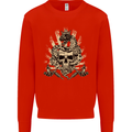 Tattoo Skull Snake Tattooist Biker Gothic Mens Sweatshirt Jumper Bright Red